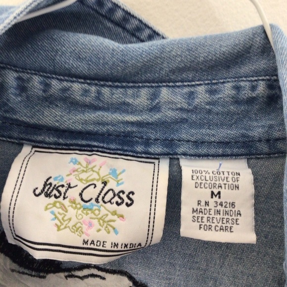 Just Class vintage button up horses India women medium blue cotton - Picture 7 of 10